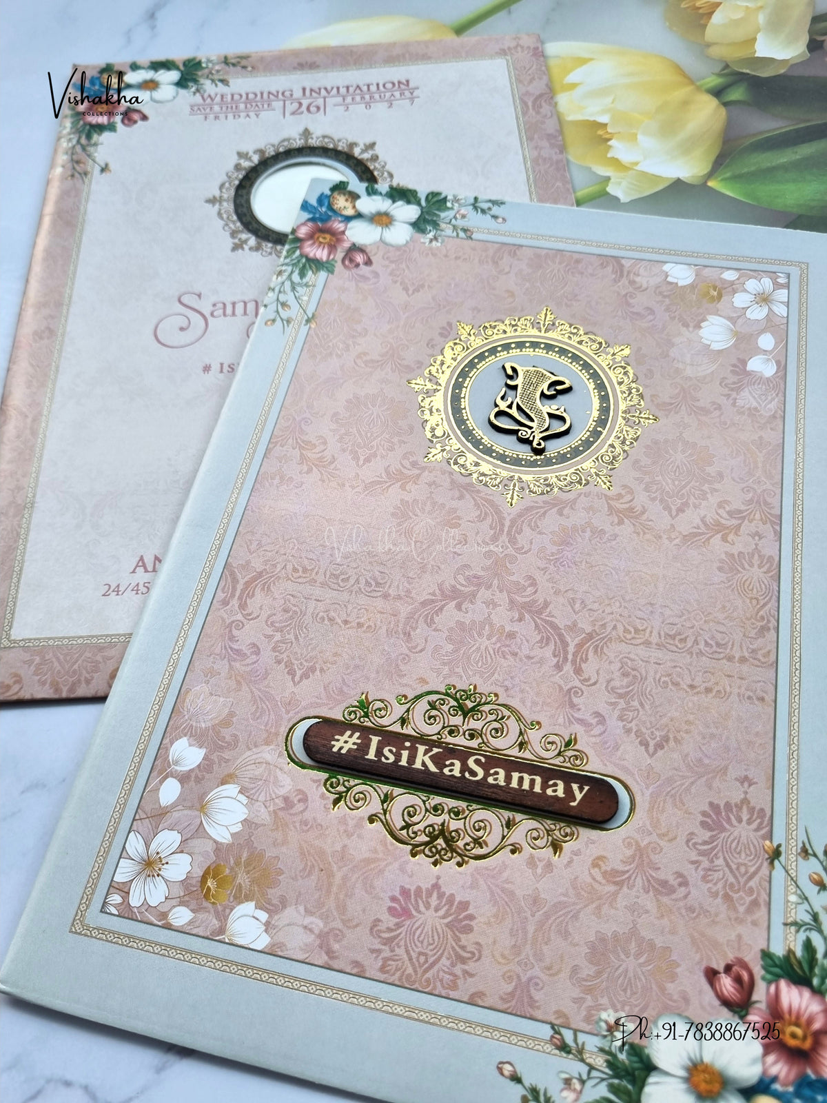 Flower Ganesh Ji Hindu Jain invitation Cards ATS-9354 – image 2