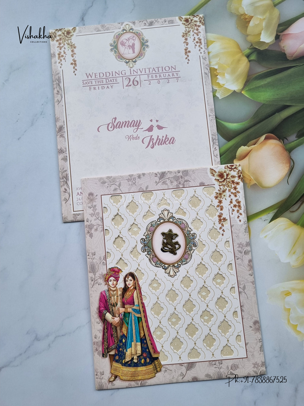Dulah Dulhan Ganesh Ji Hindu Jain invitation Cards ATS-9357 – image 1