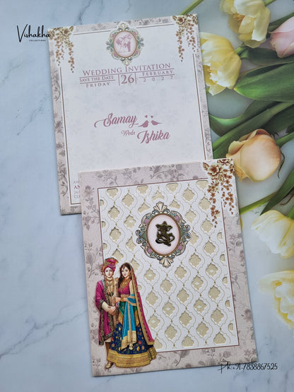 Dulah Dulhan Ganesh Ji Hindu Jain invitation Cards ATS-9357 – image 1