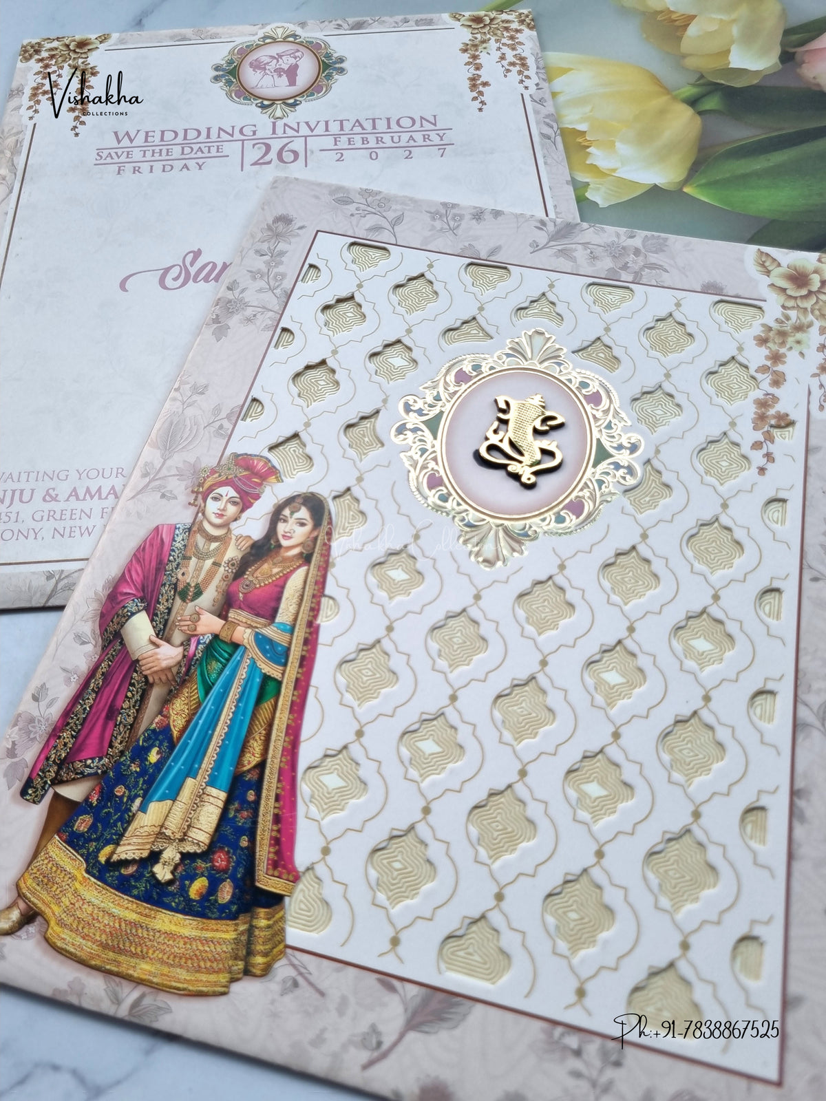 Dulah Dulhan Ganesh Ji Hindu Jain invitation Cards ATS-9357 – image 2