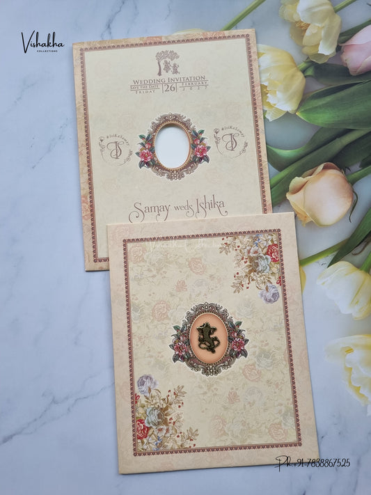Direct Card Flower Ganesh Ji Hindu Jain invitation Cards ATS-9358 – image 1