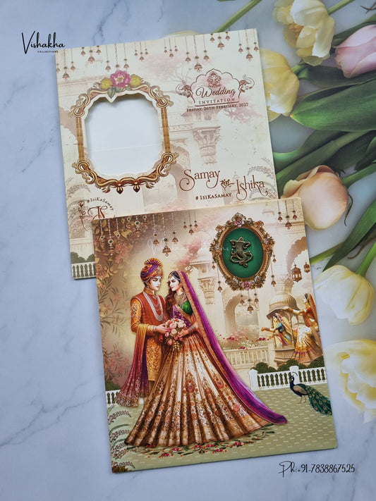 Dulah Dulhan Ganesh Ji Hindu Jain invitation Cards ATS-9362 – image 1
