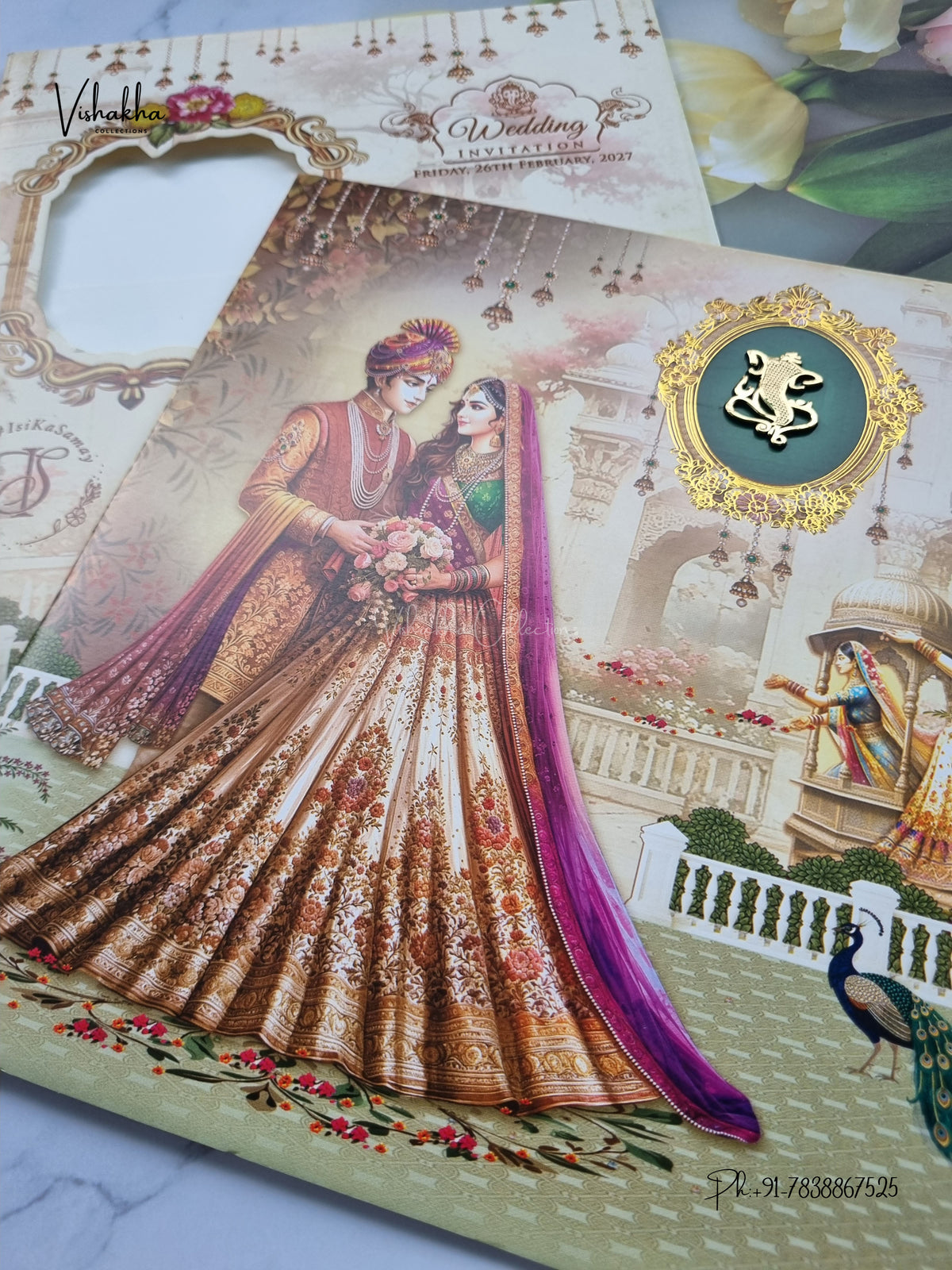 Dulah Dulhan Ganesh Ji Hindu Jain invitation Cards ATS-9362 – image 2