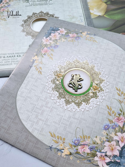 Rangoli Ganesh Ji Hindu Jain invitation Cards ATS-9365 – image 2