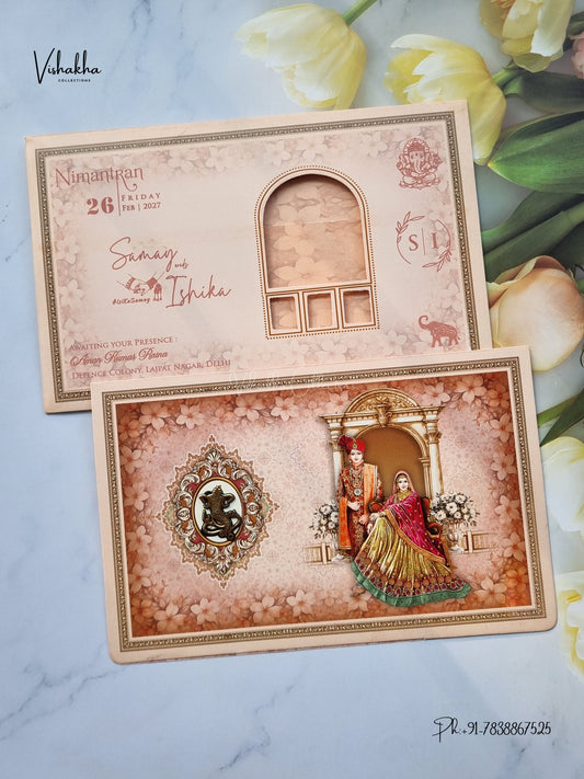 Dulah Dulhan Ganesh Ji Hindu Jain invitation Cards ATS-9367 – image 1