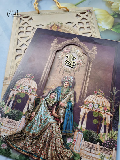 Carry Bag Three Fold Dulah Dulhan Ganesh Ji Hindu Jain invitation Cards ATS-9369 – image 2