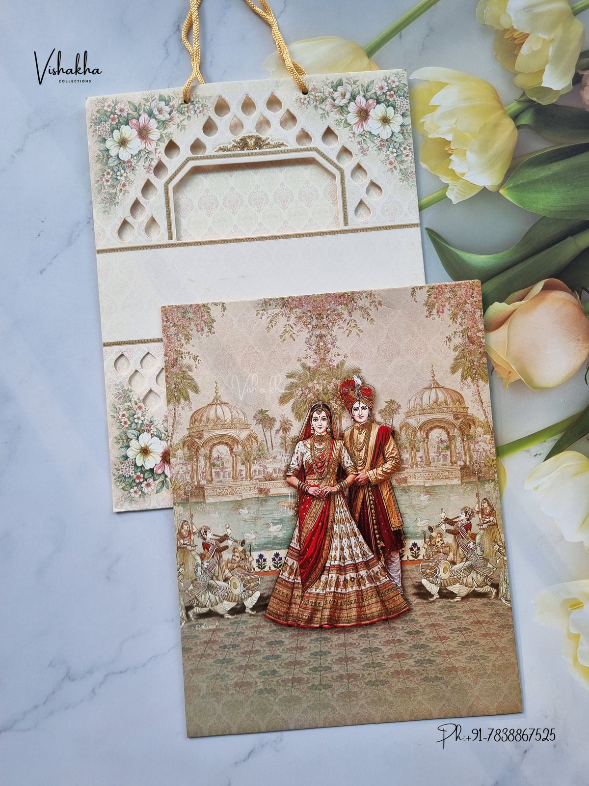 Carry Bag Three Fold Dulah Dulhan Hindu Sikh Jain invitation Cards ATS-9370 – image 1