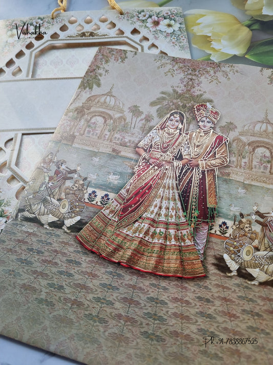 Carry Bag Three Fold Dulah Dulhan Hindu Sikh Jain invitation Cards ATS-9370 – image 2