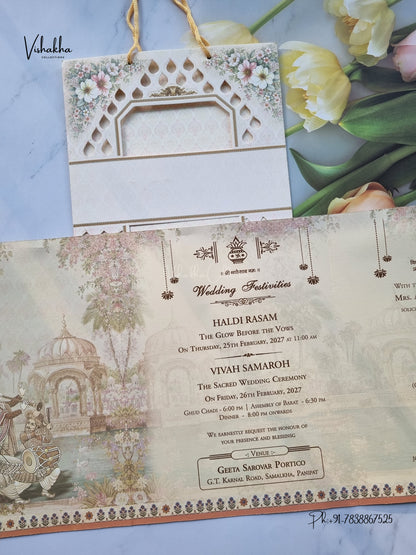 Carry Bag Three Fold Dulah Dulhan Hindu Sikh Jain invitation Cards ATS-9370 – image 3