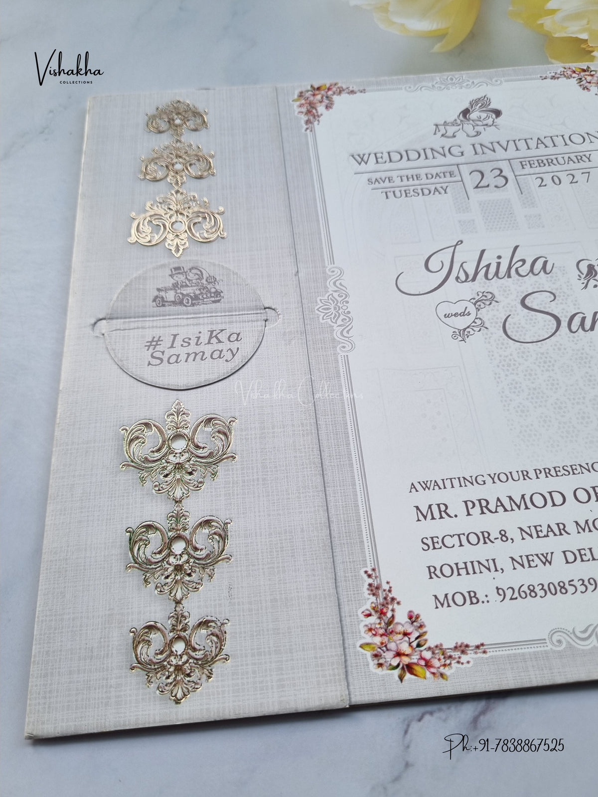Lock Style Direct Card Dulah Dulhan Hindu Sikh Jain invitation Cards ATS-9371 – image 2