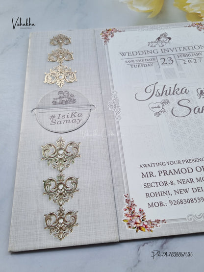 Lock Style Direct Card Dulah Dulhan Hindu Sikh Jain invitation Cards ATS-9371 – image 2
