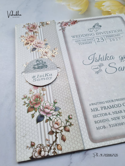 Lock Style Direct Card Flower Hindu Muslim Christian Sikh Jain invitation Cards ATS-9372 – image 2