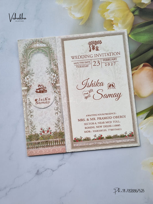 Lock Style Direct Card Dulah Dulhan Hindu Sikh Jain invitation Cards ATS-9373 – image 1