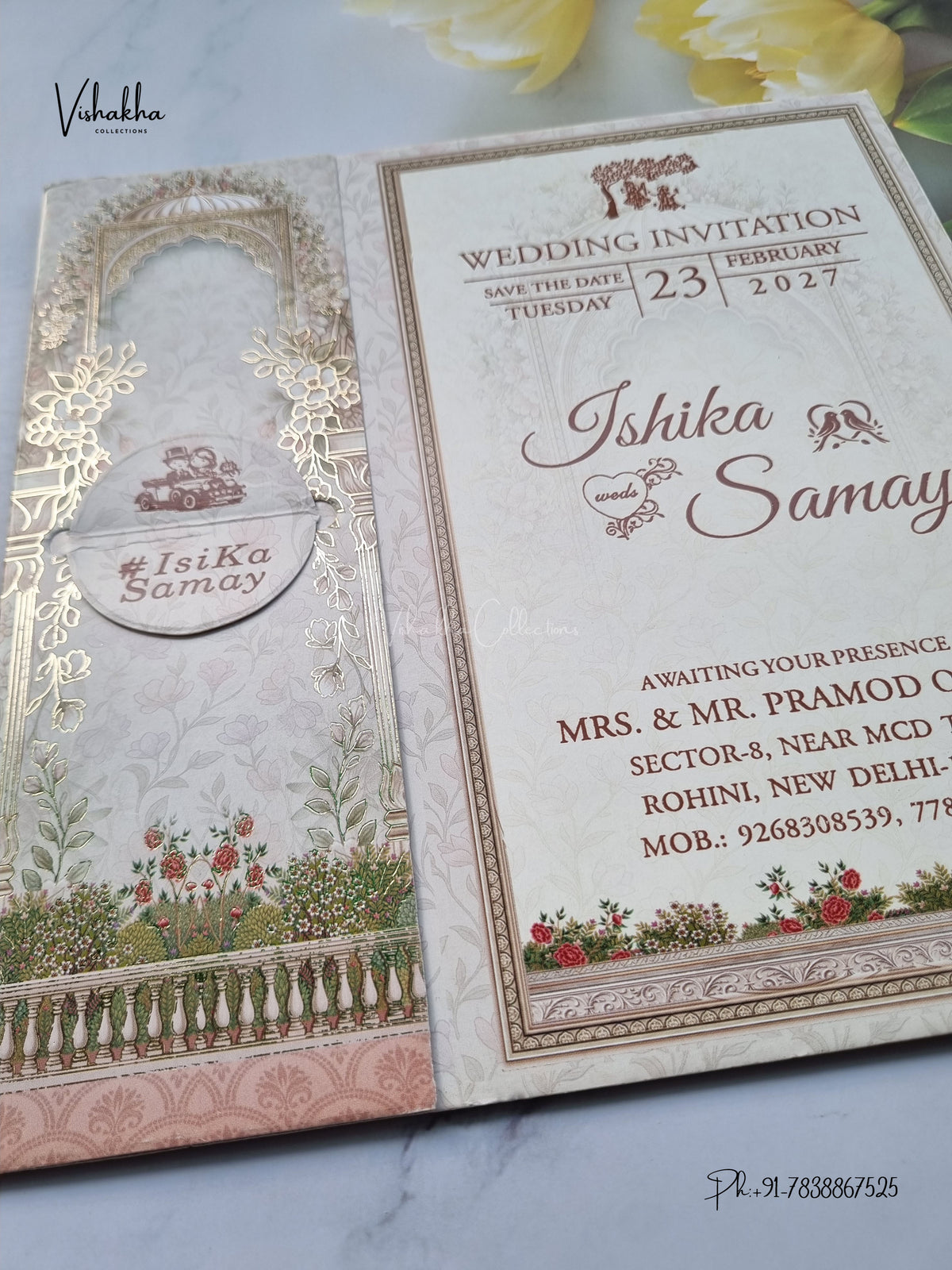 Lock Style Direct Card Dulah Dulhan Hindu Sikh Jain invitation Cards ATS-9373 – image 2