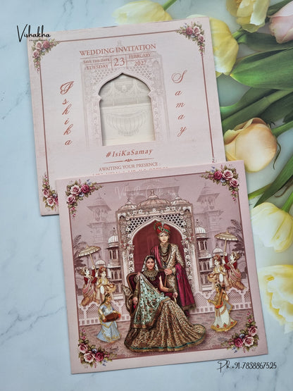 Direct Card Dulah Dulhan Hindu Sikh Jain invitation Cards ATS-9375 – image 1