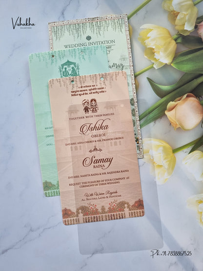 Ribbon Dulah Dulhan Hindu Sikh Jain invitation Cards ATS-9377 – image 3