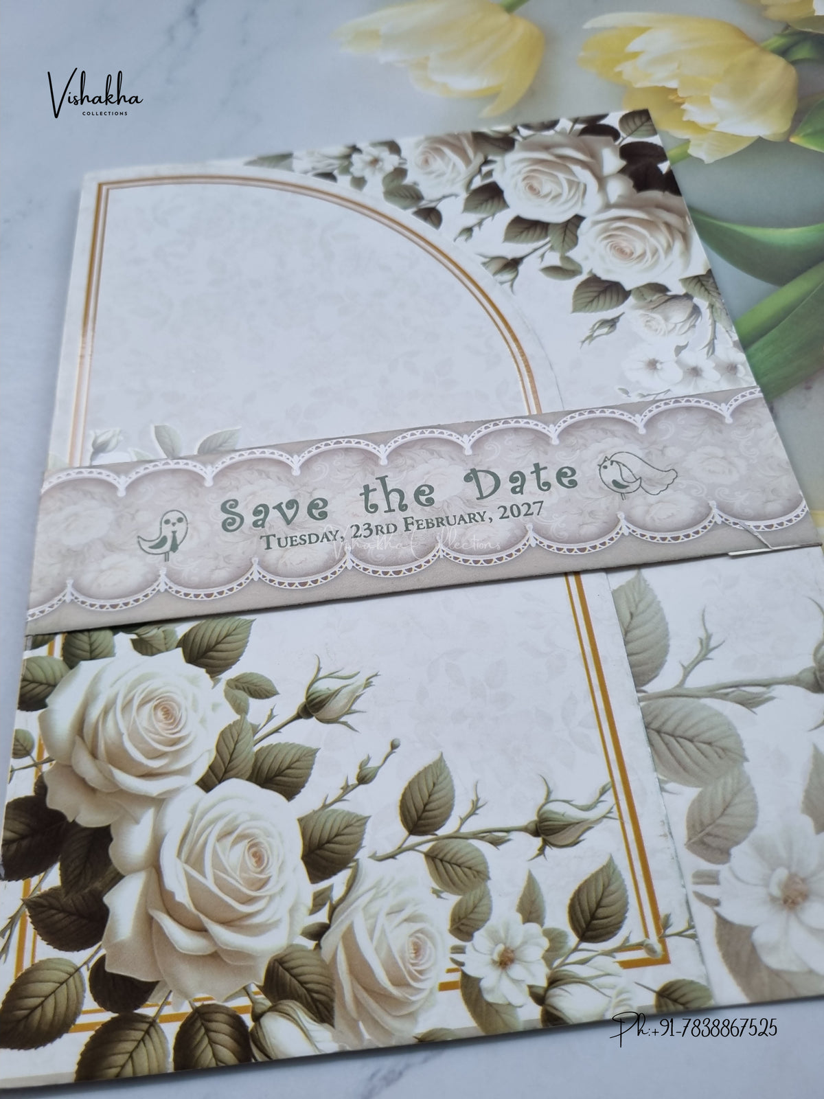 Lock Style Direct Card Flower Hindu Muslim Christian Sikh Jain invitation Cards ATS-9379 – image 2