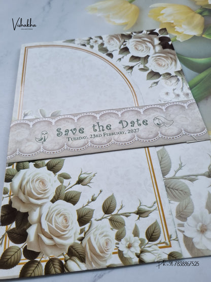 Lock Style Direct Card Flower Hindu Muslim Christian Sikh Jain invitation Cards ATS-9379 – image 2