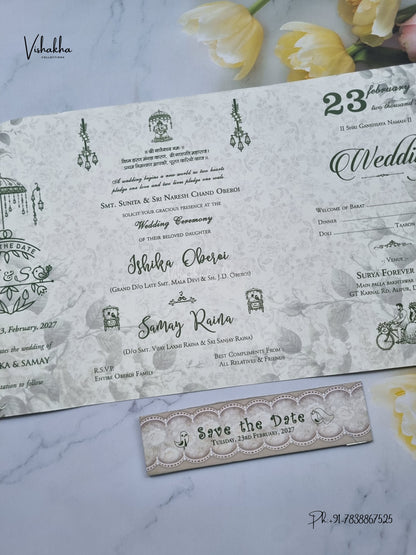 Lock Style Direct Card Flower Hindu Muslim Christian Sikh Jain invitation Cards ATS-9379 – image 3