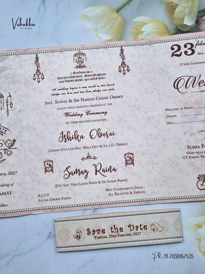 Lock Style Direct Card Flower Hindu Muslim Christian Sikh Jain invitation Cards ATS-9380 – image 3