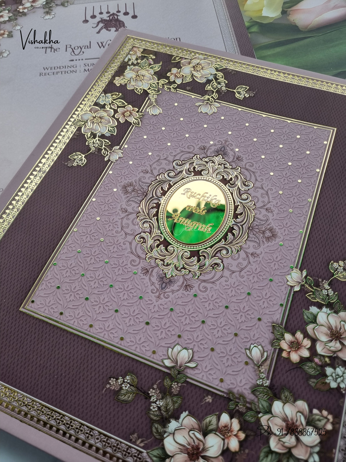 Semi Box Acrylic Direct Card Flower Hindu Muslim Christian Sikh Jain invitation Cards CR-1926 – image 2