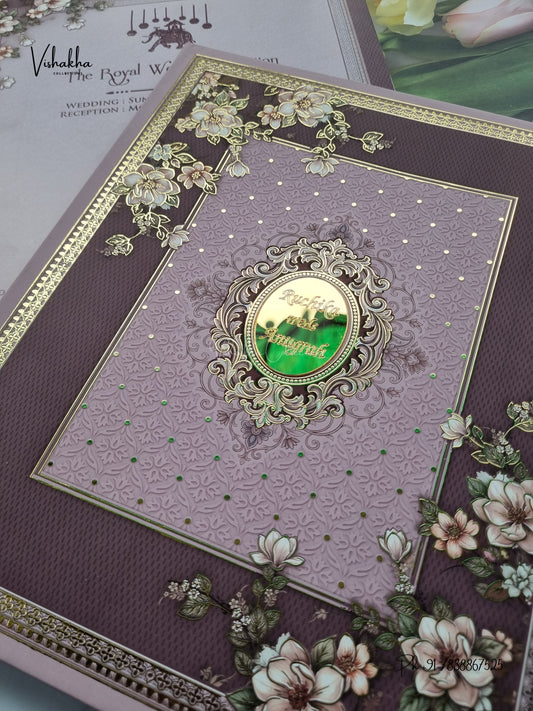 Semi Box Acrylic Direct Card Flower Hindu Muslim Christian Sikh Jain invitation Cards CR-1926 – image 2