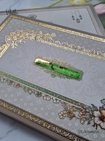 Semi Box Acrylic Flower Hindu Muslim Christian Sikh Jain invitation Cards CR-1941 – image 2