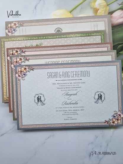 Semi Box Acrylic Flower Hindu Muslim Christian Sikh Jain invitation Cards CR-1941 – image 3