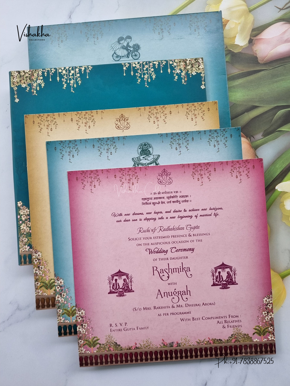 Semi Box Acrylic Direct Card Hathi Jharokha Hindu Muslim Christian Sikh Jain invitation Cards CR-1944 – image 3