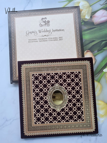 Semi Box Acrylic Moroccan Hindu Muslim Christian Sikh Jain invitation Cards CR-1952 – image 1