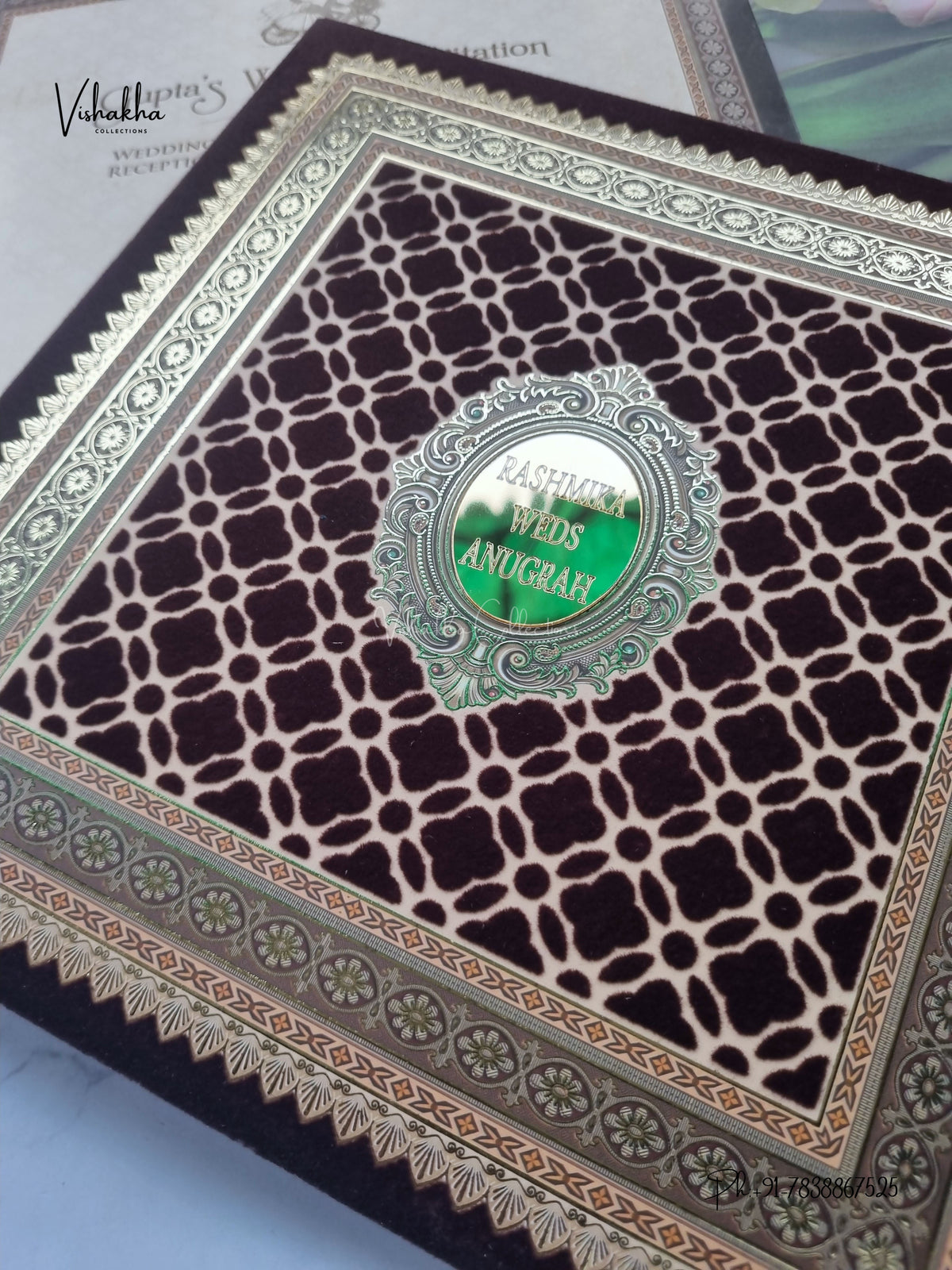 Semi Box Acrylic Moroccan Hindu Muslim Christian Sikh Jain invitation Cards CR-1952 – image 2