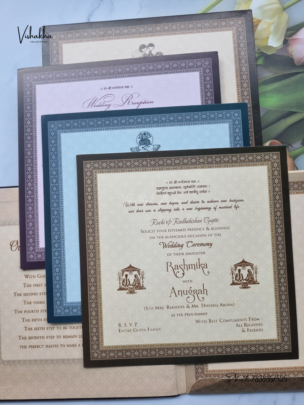 Semi Box Acrylic Moroccan Hindu Muslim Christian Sikh Jain invitation Cards CR-1952 – image 3
