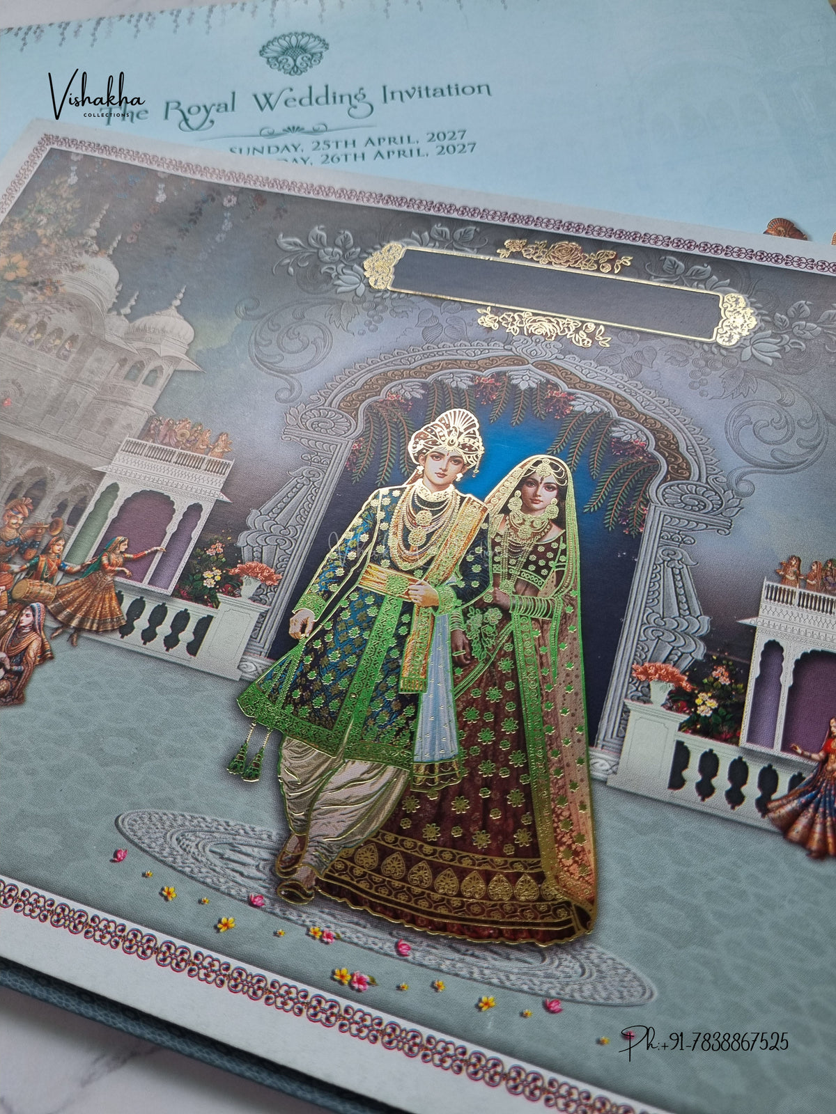 Dulah Dulhan Raj Mahal Hathi Hindu Sikh Jain invitation Cards CR-403 – image 2