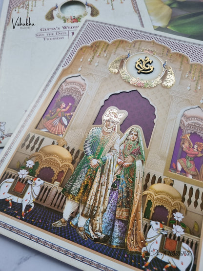 Ganesh Ji Dulah Dulhan Peacock Hindu Jain invitation Cards CR-409 – image 2