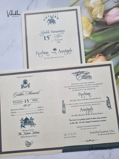 Ganesh Ji Jaali Royal Door Hindu Jain invitation Cards CR-410 – image 3