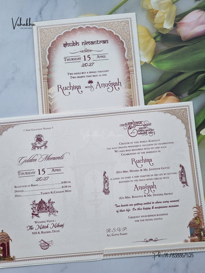 Ganesh Ji Jharokha Peacock Hindu Jain invitation Cards CR-412 – image 3
