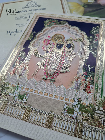 Shree Nath Ji Jaali Lotus Hindu Jain invitation Cards CR-422 – image 2