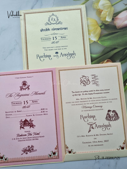 Shree Nath Ji Jaali Lotus Hindu Jain invitation Cards CR-422 – image 3