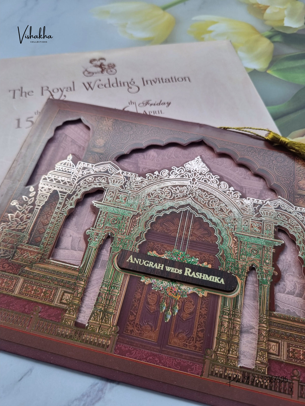 Royal Door Jharokha Raj Mahal Hindu Muslim Christian Sikh Jain invitation Cards CR-427 – image 2