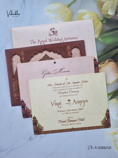 Royal Door Jharokha Raj Mahal Hindu Muslim Christian Sikh Jain invitation Cards CR-427 – image 3