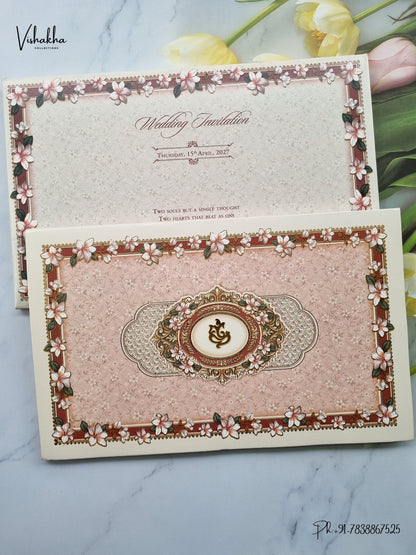 Ganesh Ji Flower Jaali Hindu Jain invitation Cards CR-432 – image 1