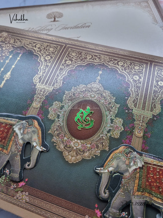 Ganesh Ji Hathi Jharokha Hindu Jain invitation Cards CR-433 – image 2