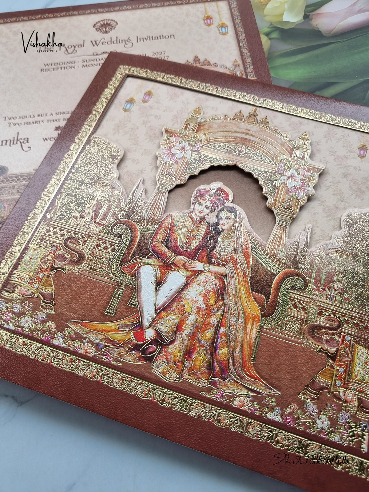 Dulah Dulhan Jharokha Hathi Hindu Sikh Jain invitation Cards CR-443 – image 2