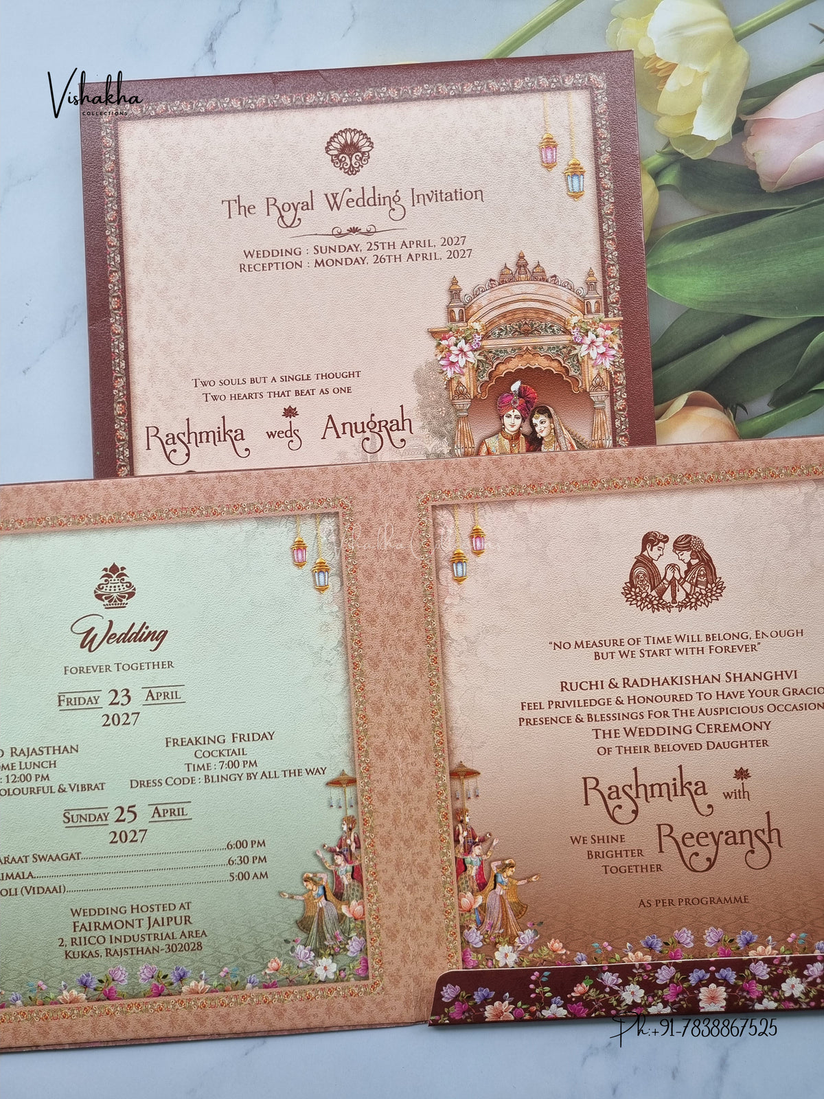 Dulah Dulhan Jharokha Hathi Hindu Sikh Jain invitation Cards CR-443 – image 3