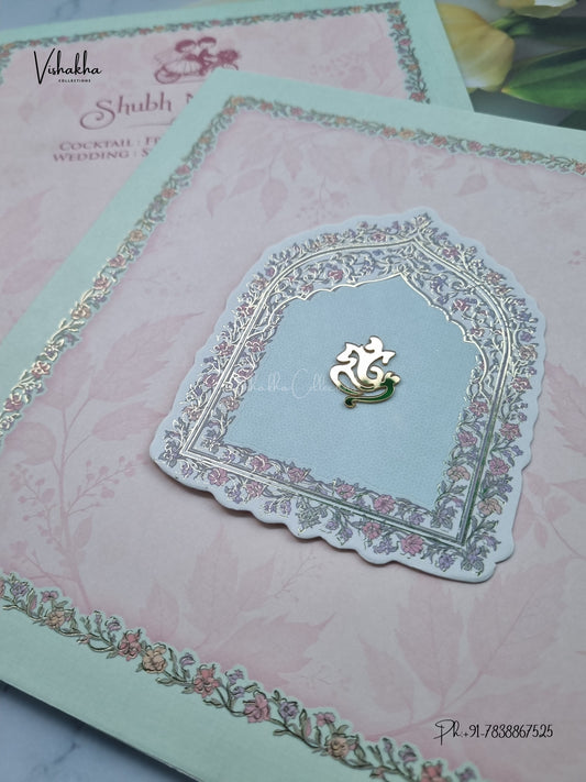 Ganesh Ji Jharokha Flower Hindu Jain invitation Cards CR-448 – image 2