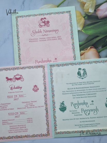 Ganesh Ji Jharokha Flower Hindu Jain invitation Cards CR-448 – image 3