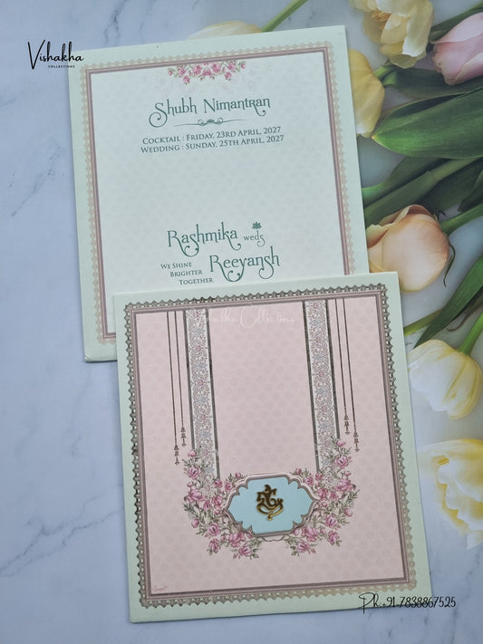 Ganesh Ji Flower Hindu Jain invitation Cards CR-449 – image 1