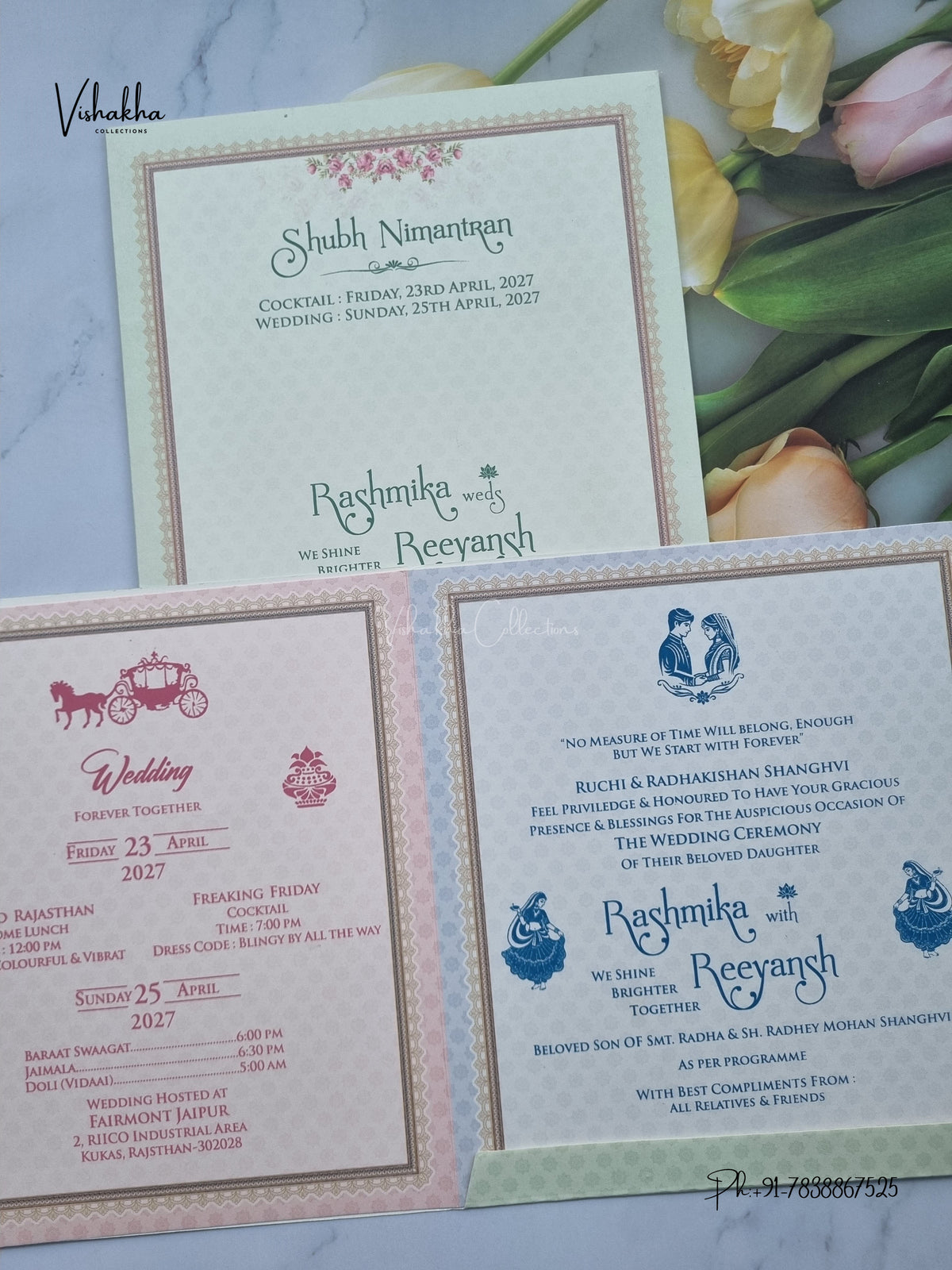 Ganesh Ji Flower Hindu Jain invitation Cards CR-449 – image 3