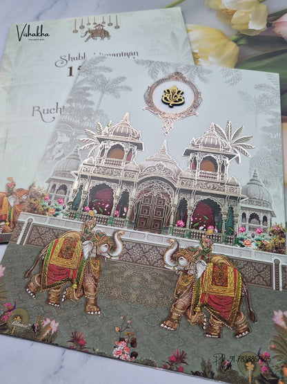 Ganesh Ji Raj Mahal Hathi Hindu Jain invitation Cards CR-452 – image 2