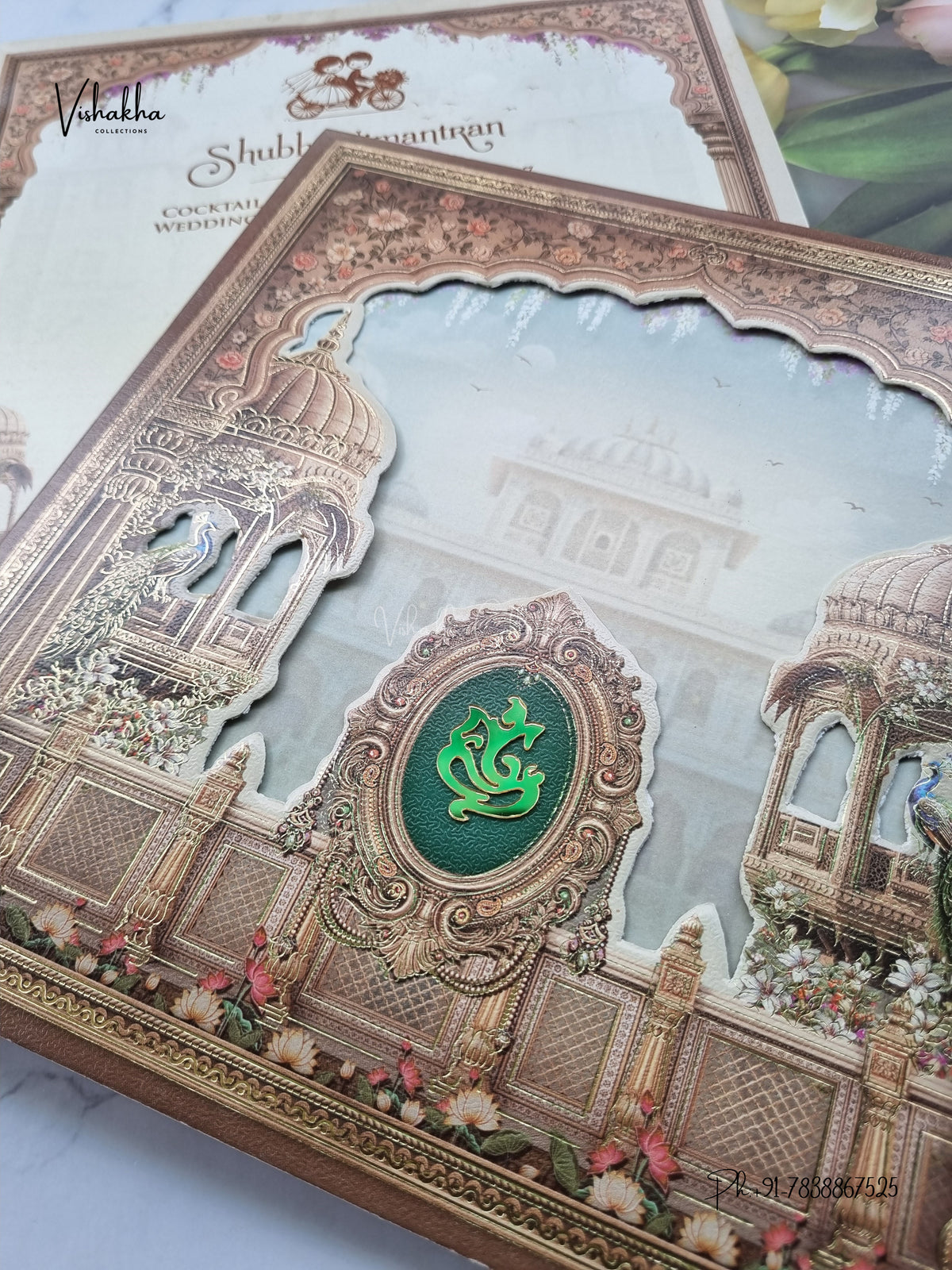 Laser Cut Acrylic Ganesh Ji Jharokha Raj Mahal Hindu Jain invitation Cards CR-457 – image 2